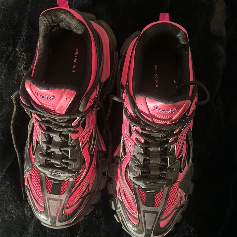 Balenciaga Pink and Black High-Top Sneakers